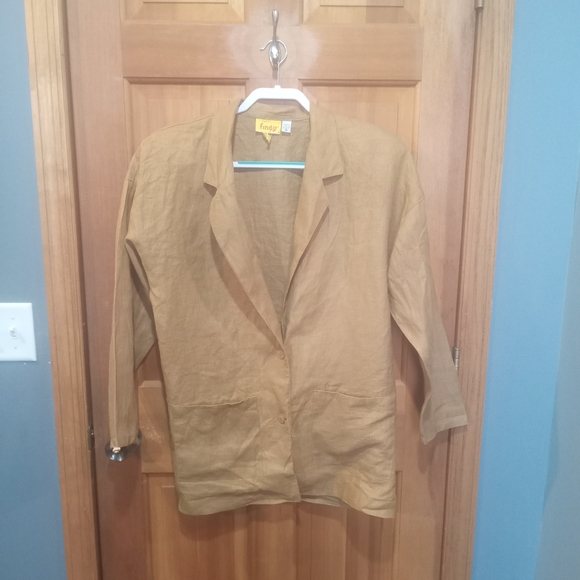 Finity vintage Union tag brown 100% linen blazer size 8 - Picture 1 of 6